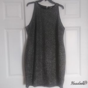 B Darlin Black/Silver Sparkling A-Line Dress - 20W